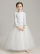 Flower Girl‘s Puffy Gown Wedding Dress Long Sleeve Autumn/Winter Piano Performance Costume - Dorabear