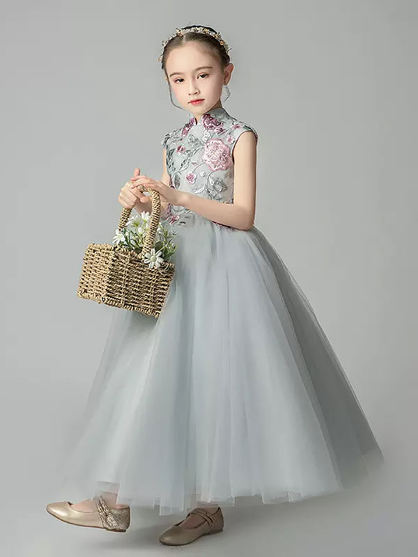 Flower Kid's Wedding Dress Catwalk Long Performance Costume Girls Evening Gown - Dorabear