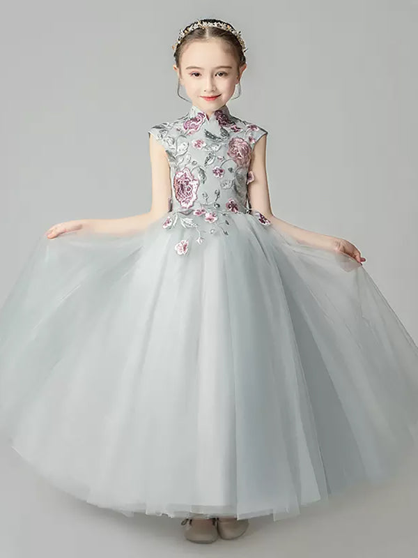 Flower Kid's Wedding Dress Catwalk Long Performance Costume Girls Evening Gown - Dorabear