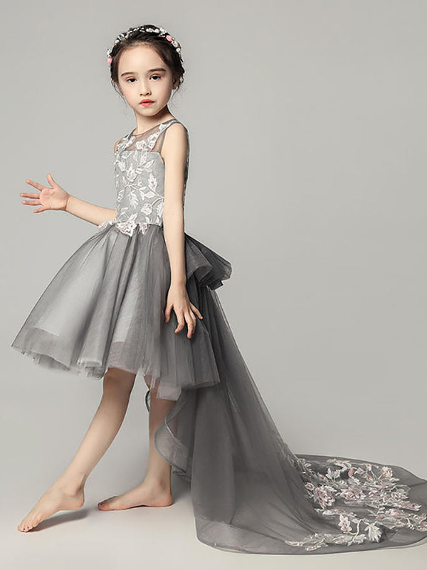 Flower Kid's Wedding Dress Girls Evening Gown Princess Dress Piano Performence Dress - Dorabear