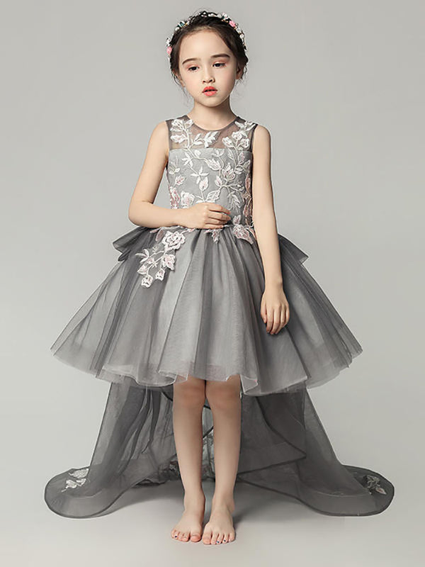 Flower Kid's Wedding Dress Girls Evening Gown Princess Dress Piano Performence Dress - Dorabear