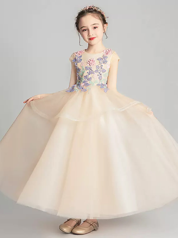 Flower Kid's Wedding Dress Walk Show Gown Piano Performance Costume - Dorabear