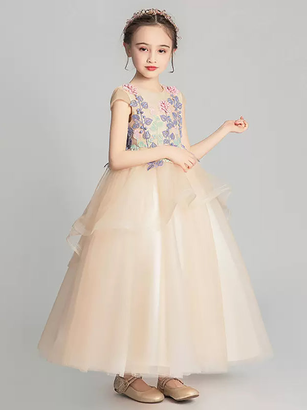 Flower Kid's Wedding Dress Walk Show Gown Piano Performance Costume - Dorabear