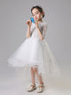 Flower Kid's Wedding Gown Girl Princess Dress Puffy Yarn White Trailing Performance Costume - Dorabear