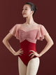 Flying Sleeve Chest Pleated Splicing Mesh Ballet Leotard Dance Practice Clothes - Dorabear