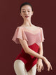 Flying Sleeve Chest Pleated Splicing Mesh Ballet Leotard Dance Practice Clothes - Dorabear