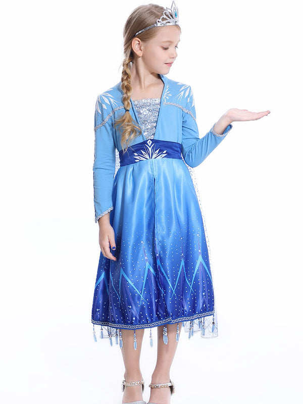 Character Costume Elsa Princess Long Sleeve Dress - Dorabear