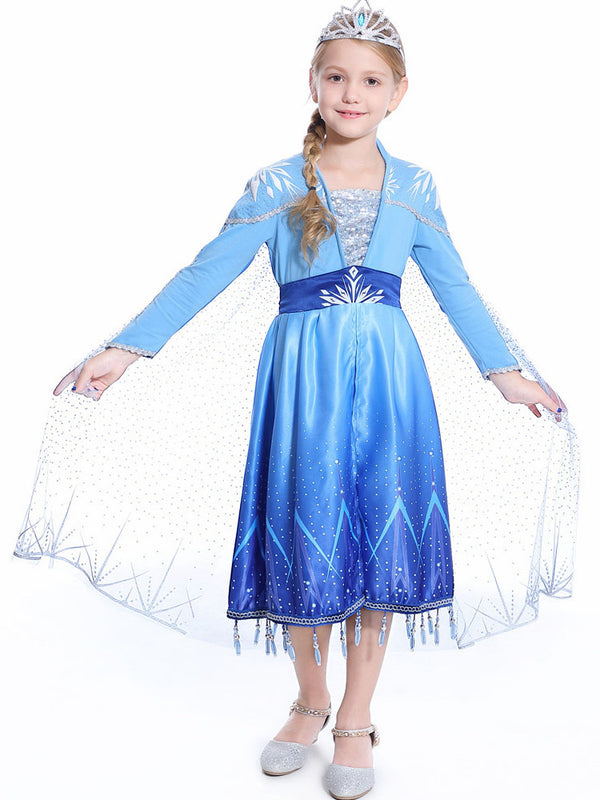 Character Costume Elsa Princess Long Sleeve Dress - Dorabear