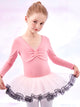 Autumn/Winter Dance Dress V-neck Lace Trim Long-sleeved Ballet Clothes - Dorabear