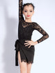 Lace Round Neck Long Sleeve Training Clothes Latin Dance Dress - Dorabear