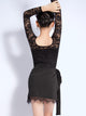 Lace Round Neck Long Sleeve Training Clothes Latin Dance Dress - Dorabear