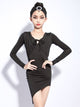 Loose V-neck Long-sleeved Latin Dance Dress Practice Clothes - Dorabear