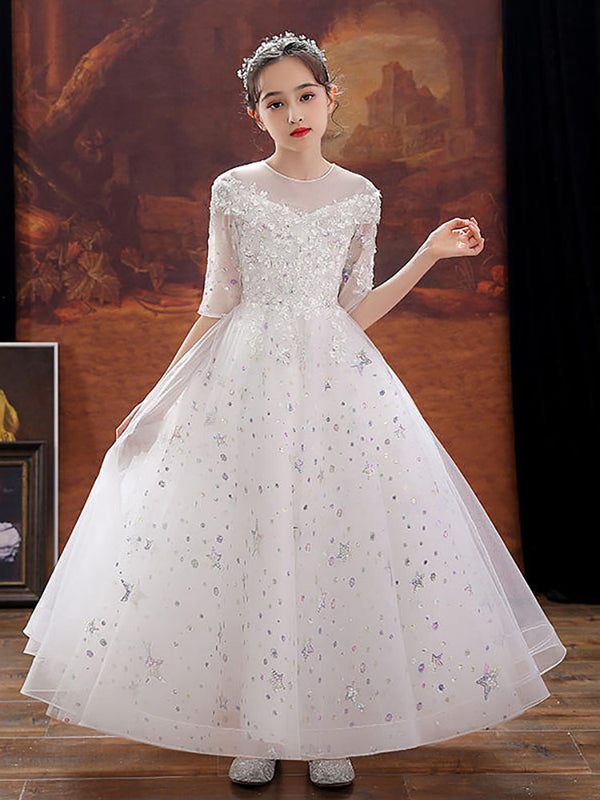 Girls Banquet Dress Piano Performance Costume Flower Kid's Princess Dress Wedding Gown - Dorabear