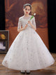 Girls Banquet Dress Piano Performance Costume Flower Kid's Princess Dress Wedding Gown - Dorabear