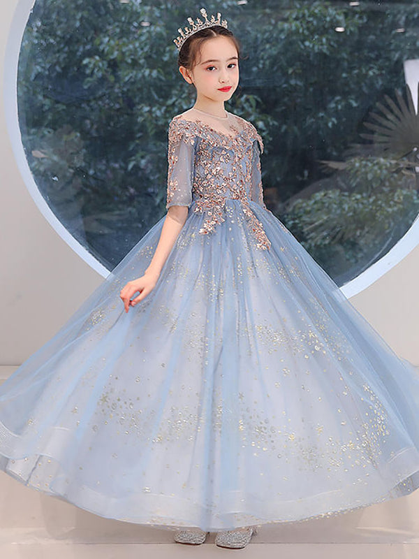 Girls Banquet Dress Piano Performance Costume Flower Kid's Princess Dress Wedding Gown - Dorabear