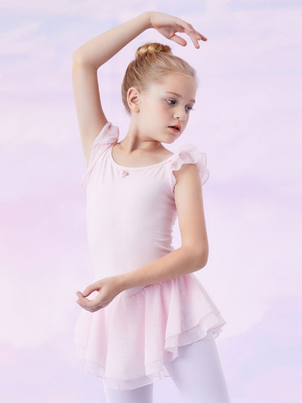 Summer Short-sleeved Rose Decoration Dance Practice Clothes Ballet Dress - Dorabear