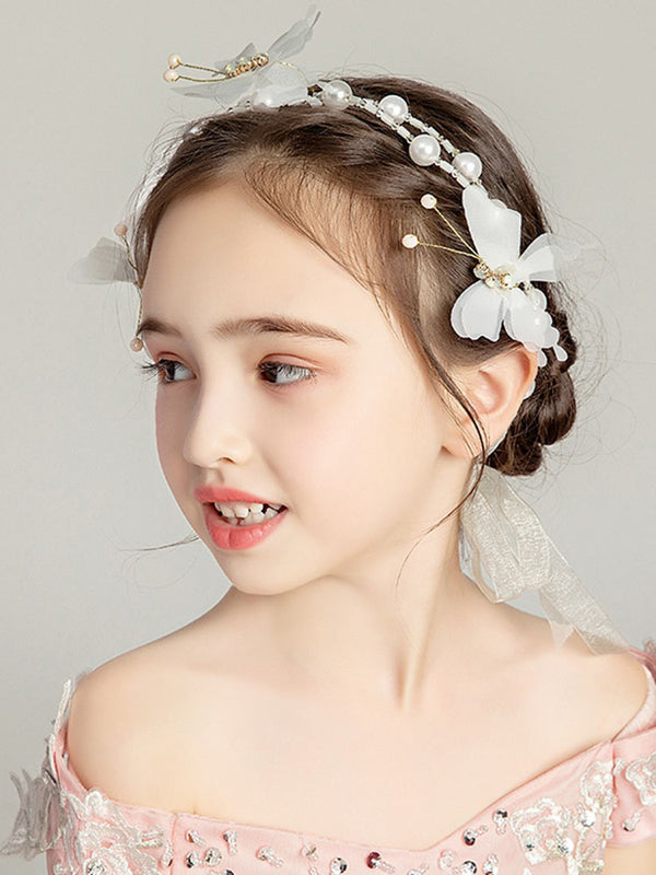 Headwear White Butterfly Wreath Headband Accessories Dance Performance Jewelry - Dorabear