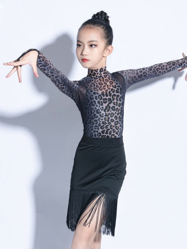 High-neck Breathable Fall/Winter Long-sleeved Latin Dance Leotard - Dorabear