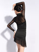 Latin Dance Practice Clothes Autumn Sling Tassel Training Dress - Dorabear