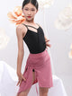 Elastic Waist Drawstring Pleated Irregular Skirt Latin Dance Practice Skirt - Dorabear