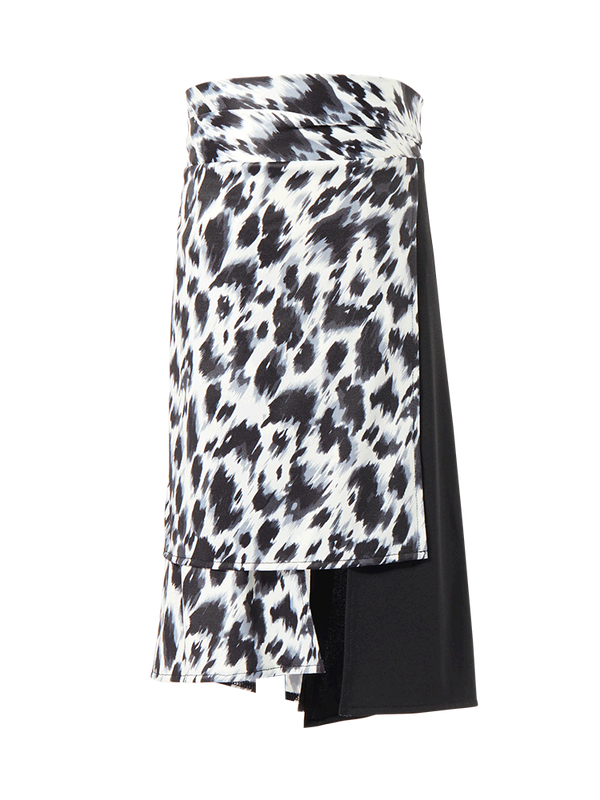 Latin Dance Skirt High Slit Leopard Print Performance Skirt - Dorabear