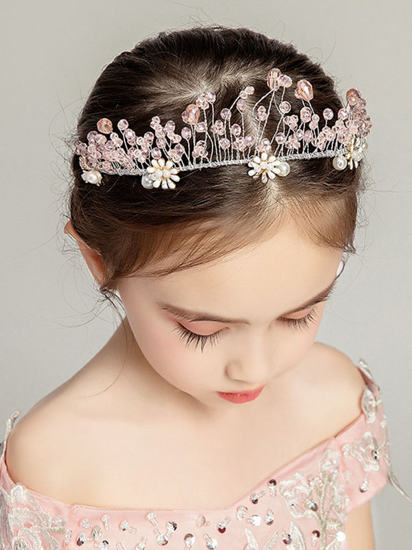 Pink Crown Tiara Children's Hair Accessories Head Flower Headwear - Dorabear