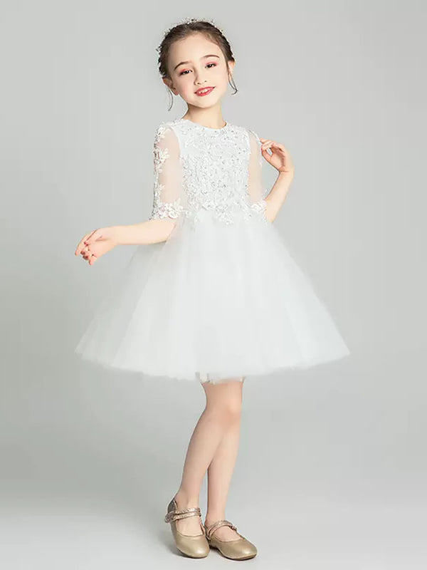 Girls Princess Dress Flower Girl Dress Evening Gown Piano Performance Costume - Dorabear