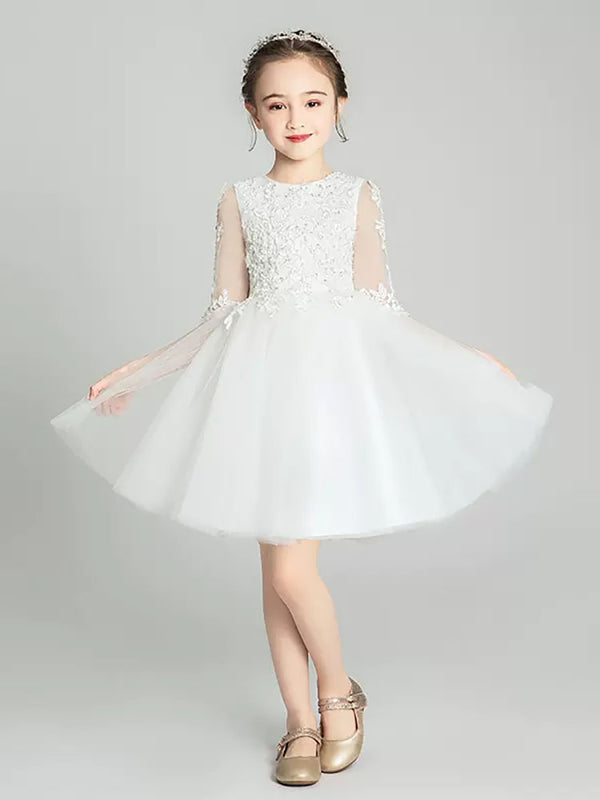 Girls Princess Dress Flower Girl Dress Evening Gown Piano Performance Costume - Dorabear