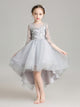 Girls Princess Dress Flower Girl Puffy White Gown Piano Performance Costume - Dorabear