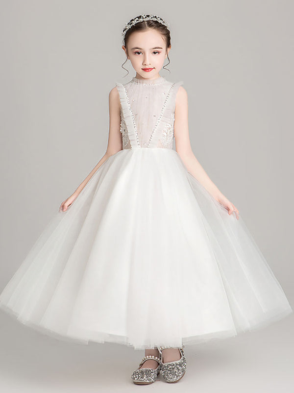 Girls Princess Dress Flower Girl Wedding Dress Gown Piano Performance Costume - Dorabear