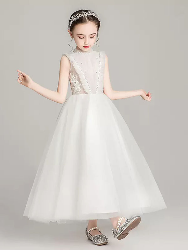 Girls Princess Dress Flower Girl Wedding Dress Gown Piano Performance Costume - Dorabear