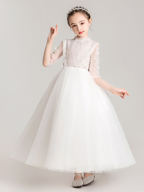 Girls Princess Dress Flower Girl Wedding Dress Gown Piano Performance Costume - Dorabear