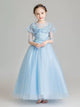 Girls Princess Dress Flower Girl Wedding Dress Puffy Evening Gown Performance Costume - Dorabear