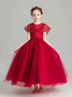 Girls Princess Dress Flower Girl Wedding Dress Puffy Evening Gown Performance Costume - Dorabear