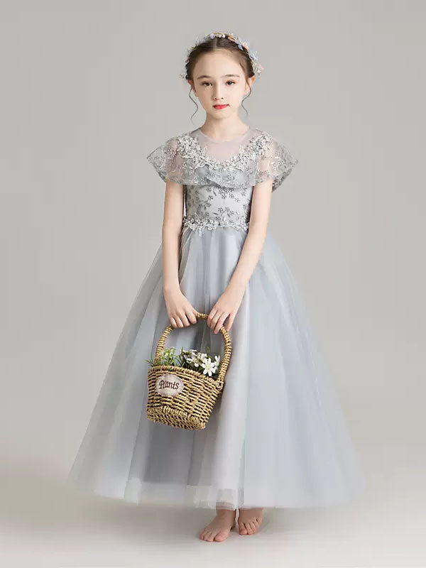 Girls Princess Dress Flower Girl Wedding Dress Puffy Evening Gown Performance Costume - Dorabear