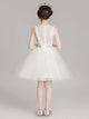 Girls Princess Dress Flower Girl Wedding Gown White Piano Performence Costume - Dorabear