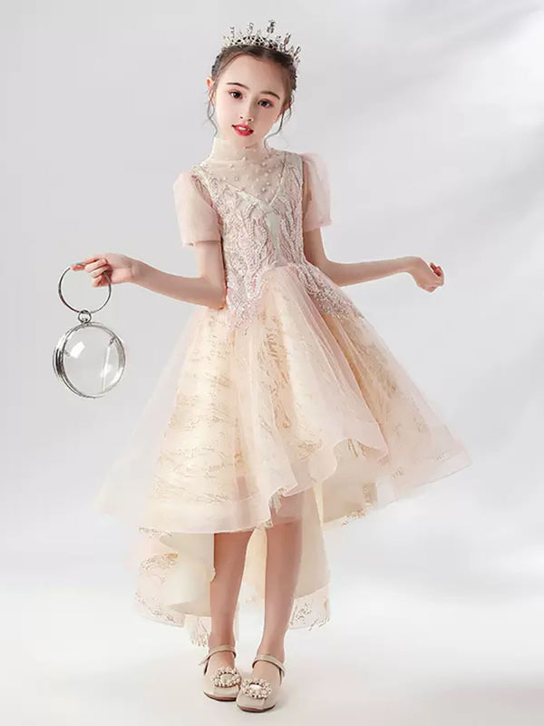 Girls Princess Dress Flower Kid's Wedding Dress Evening Gown Piano Performance Costume - Dorabear