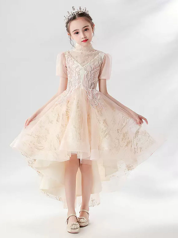 Girls Princess Dress Flower Kid's Wedding Dress Evening Gown Piano Performance Costume - Dorabear