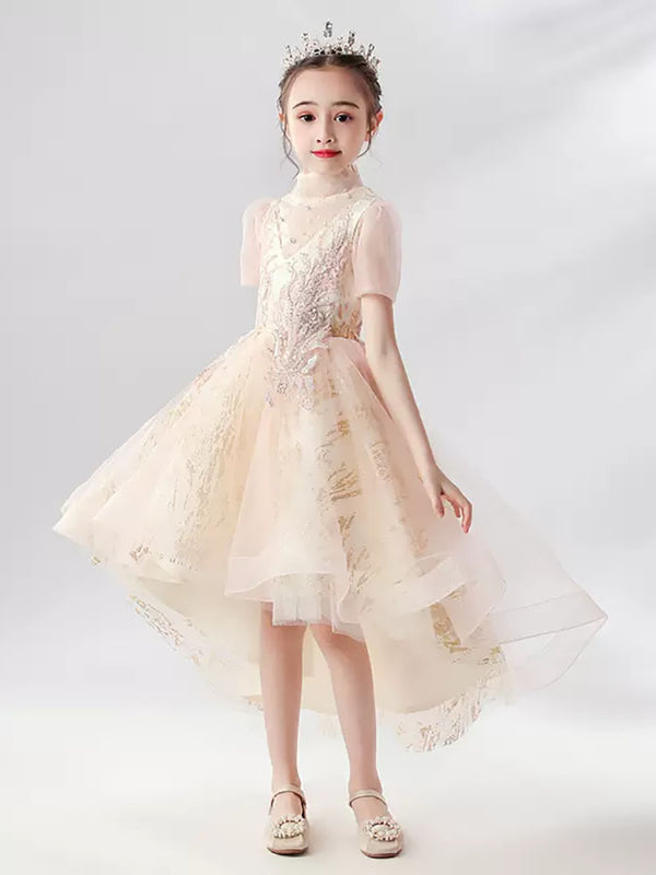 Girls Princess Dress Flower Kid's Wedding Dress Evening Gown Piano Performance Costume - Dorabear