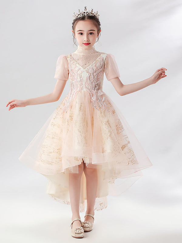 Girls Princess Dress Flower Kid's Wedding Dress Evening Gown Piano Performance Costume - Dorabear