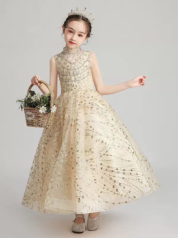 Girls Princess Dress High end Evening Gown Piano Performance Costume Flower Girl Wedding Dress - Dorabear