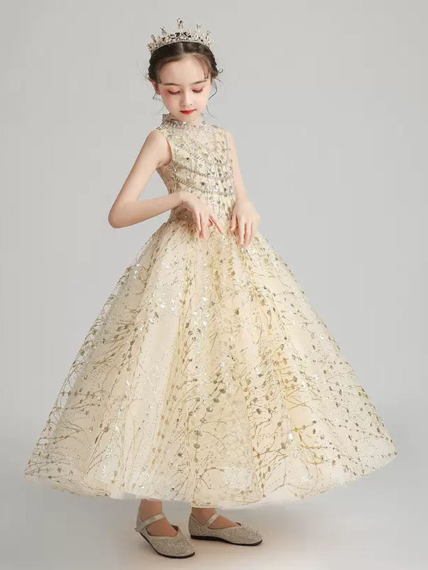 Girls Princess Dress High end Evening Gown Piano Performance Costume Flower Girl Wedding Dress - Dorabear