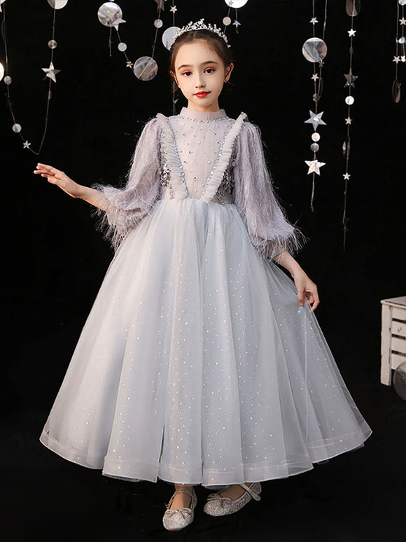 Girls Princess Dress Performance Costume Autumn/Winter Banquet Gown Princess Dress - Dorabear