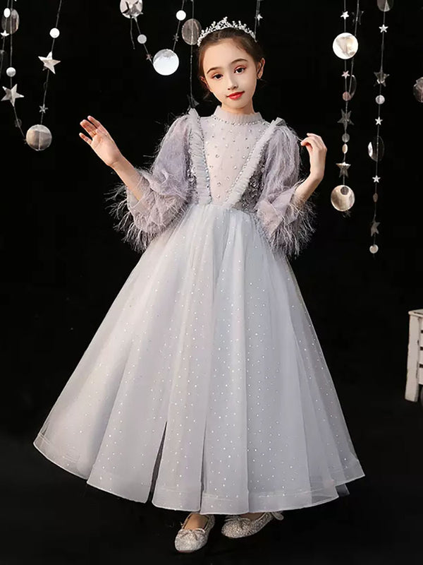 Girls Princess Dress Performance Costume Autumn/Winter Banquet Gown Princess Dress - Dorabear