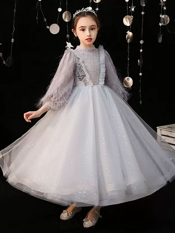 Girls Princess Dress Performance Costume Autumn/Winter Banquet Gown Princess Dress - Dorabear