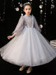 Girls Princess Dress Performance Costume Autumn/Winter Banquet Gown Princess Dress - Dorabear