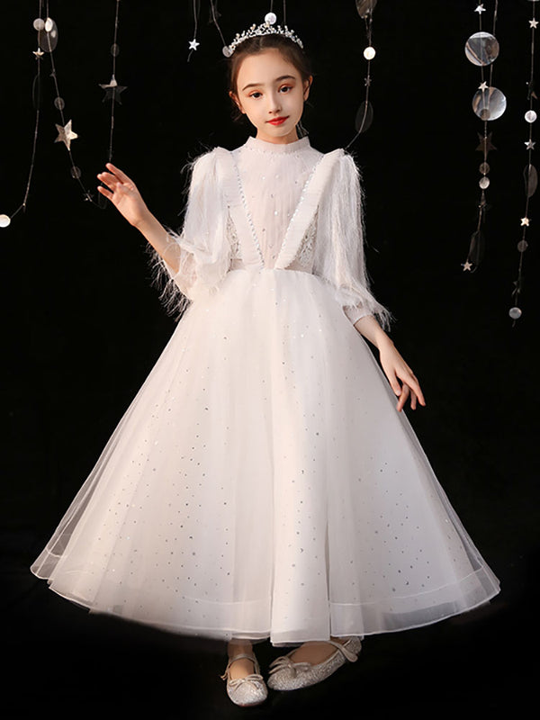 Girls Princess Dress Performance Costume Autumn/Winter Banquet Gown Princess Dress - Dorabear