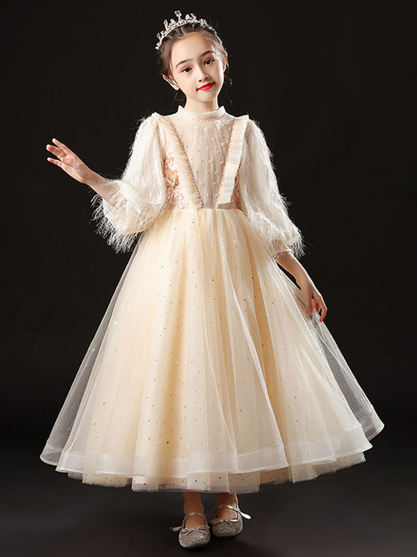 Girls Princess Dress Performance Costume Autumn/Winter Banquet Gown Princess Dress - Dorabear