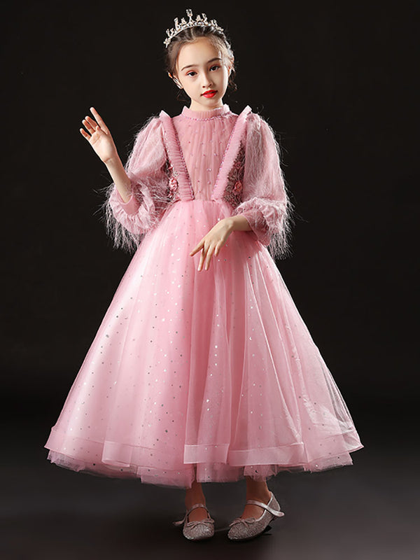 Girls Princess Dress Performance Costume Autumn/Winter Banquet Gown Princess Dress - Dorabear