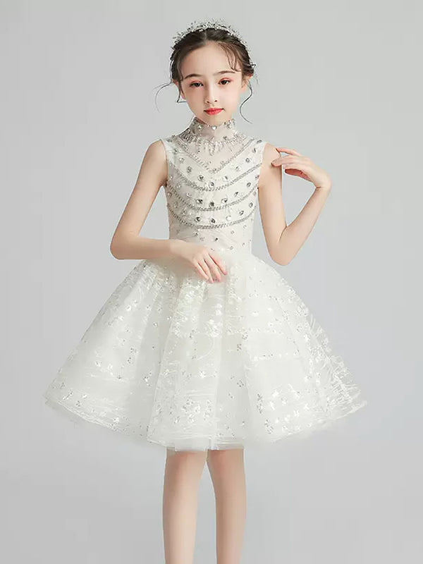 Girls Princess Dress Puffy Evening Gown Piano Performance Costume Flower Girl Wedding Dress - Dorabear